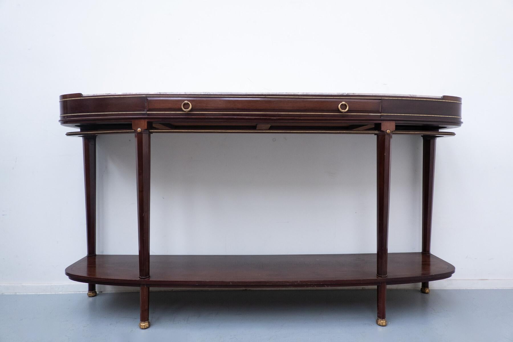 Console by Alban Chambon, Mahogany and Marble, 1900s For Sale