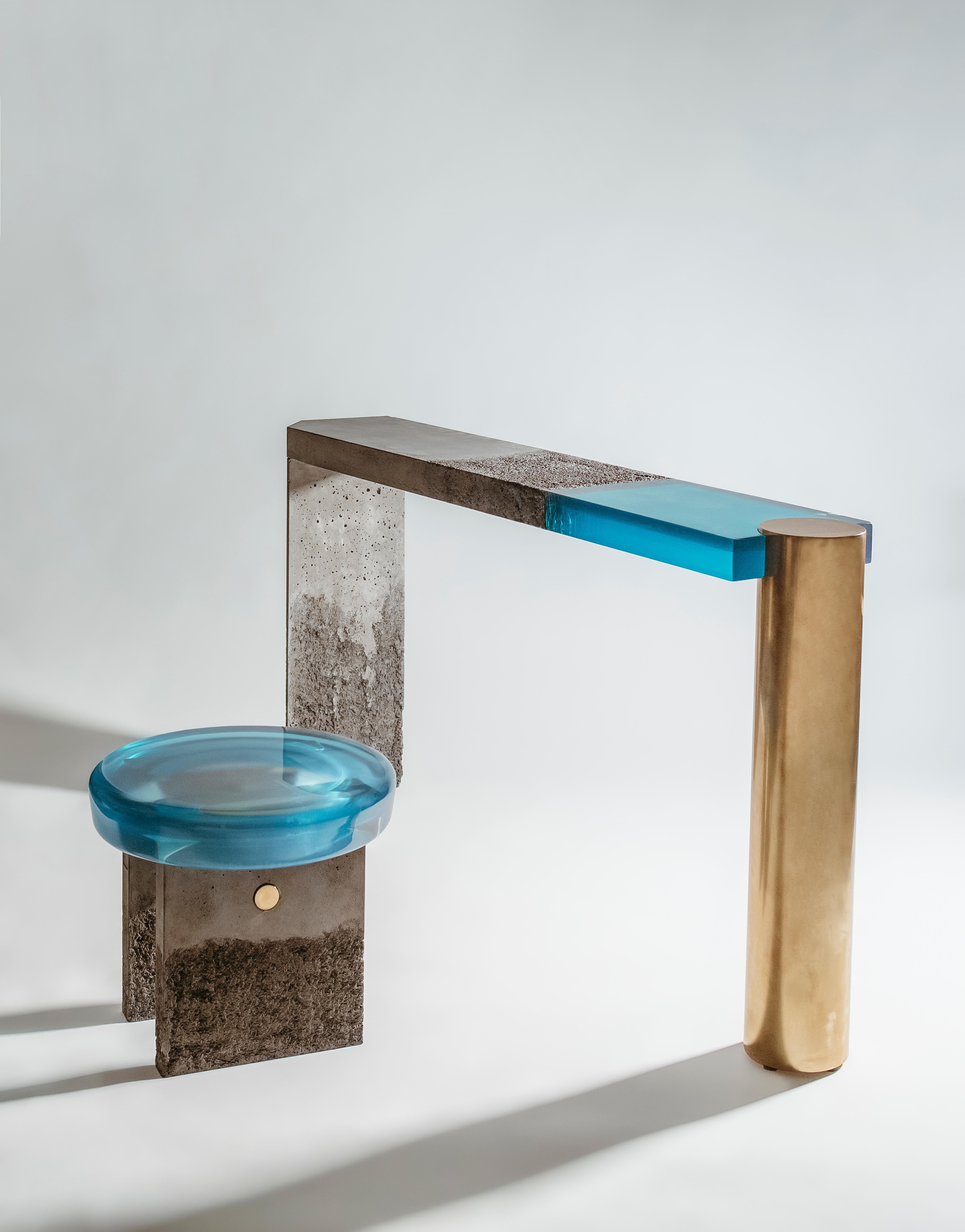 Console by Draga&Aurel Resin Concrete and Brass, 21st Century 7