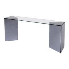 Console de Guiseppe Raimondi pour Cristal Arte, verre miroité, Italie, années 1970