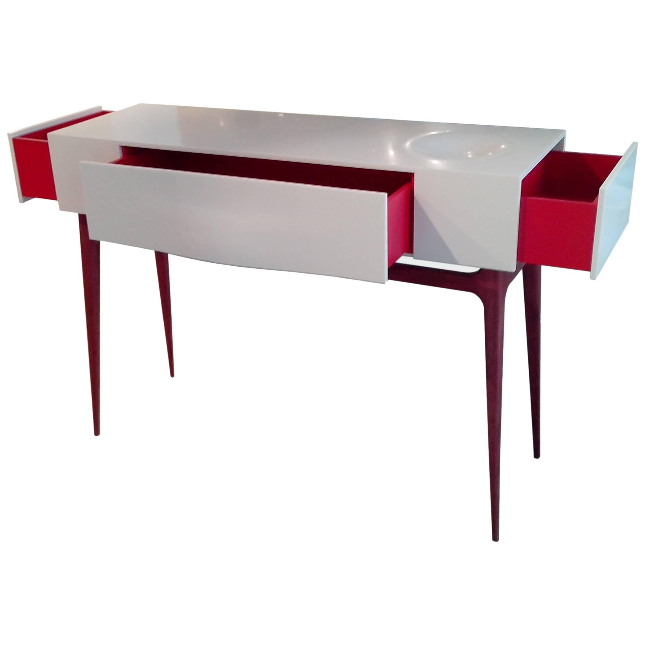 Console by Paul-Bertrand Matthieu in Corian and Amarante For Sale