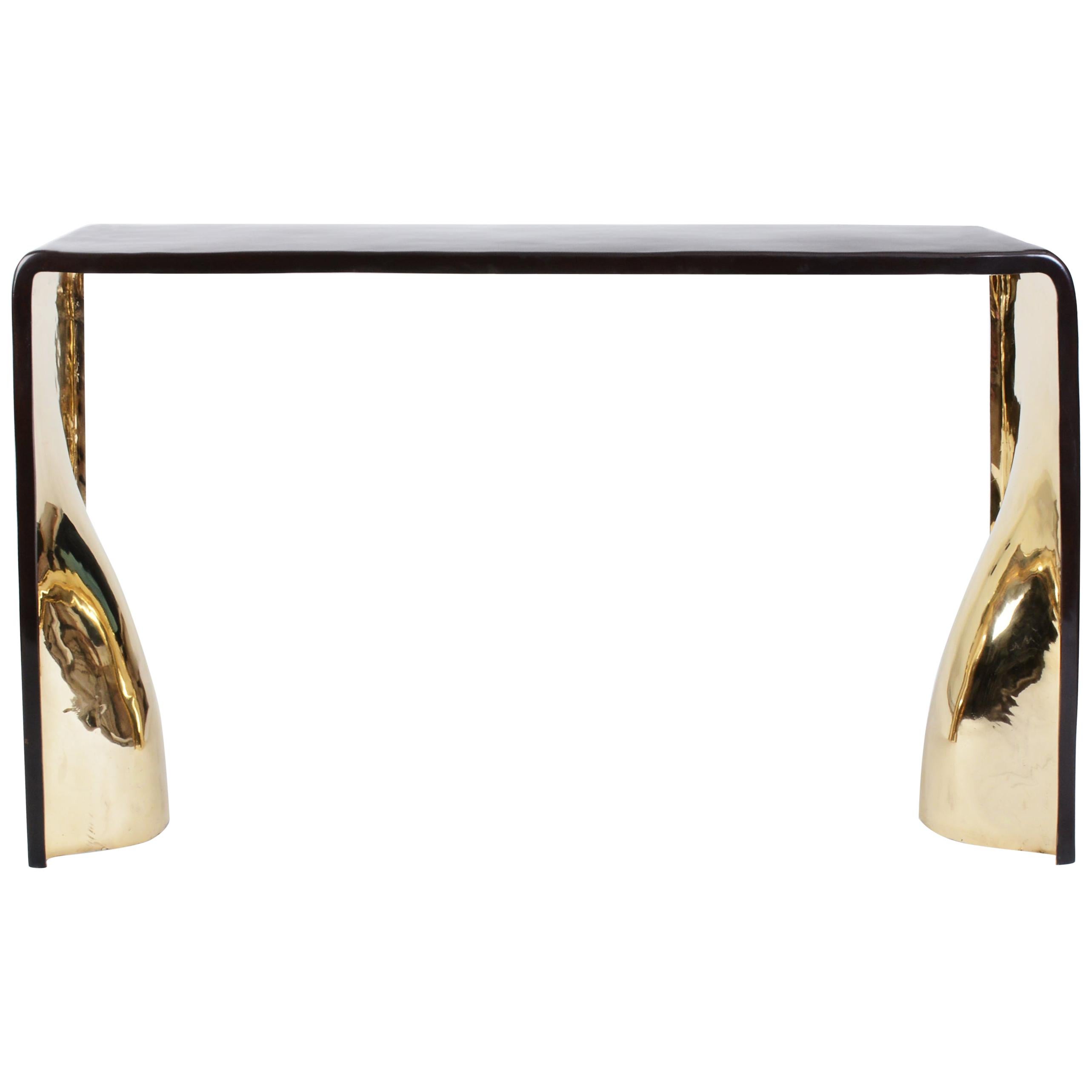 Console Cast in Dark Bronze with Polished Gold Bronze Interior by Elan Atelier