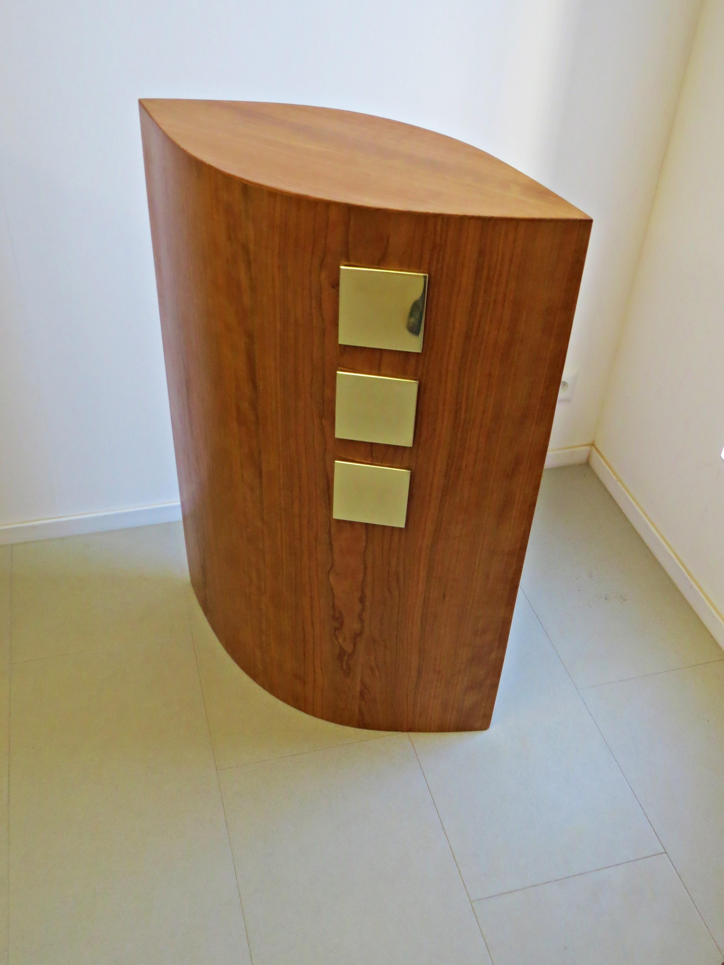 Console, Cherry Wood, Brass Drawers, Handmade in Germany For Sale 2