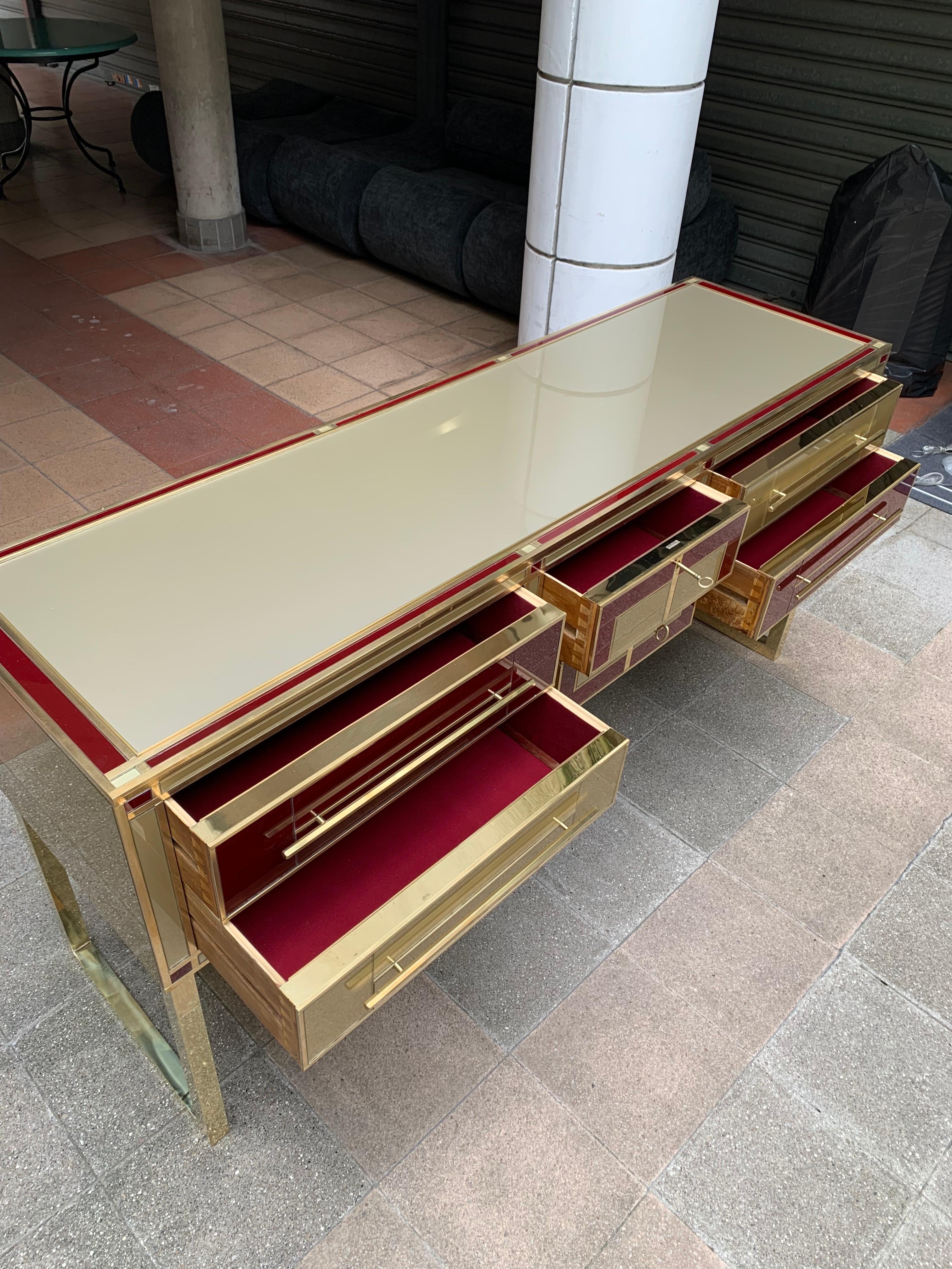 Console/Chest with 6 Drawers in Murano Glass, 1980 For Sale at 1stDibs