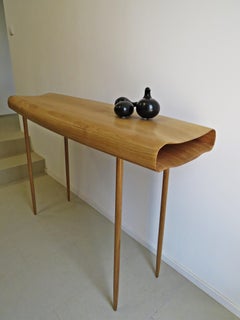 Console "Cloud" Solid White Oak, Organic Design, Made to Measure in Germany