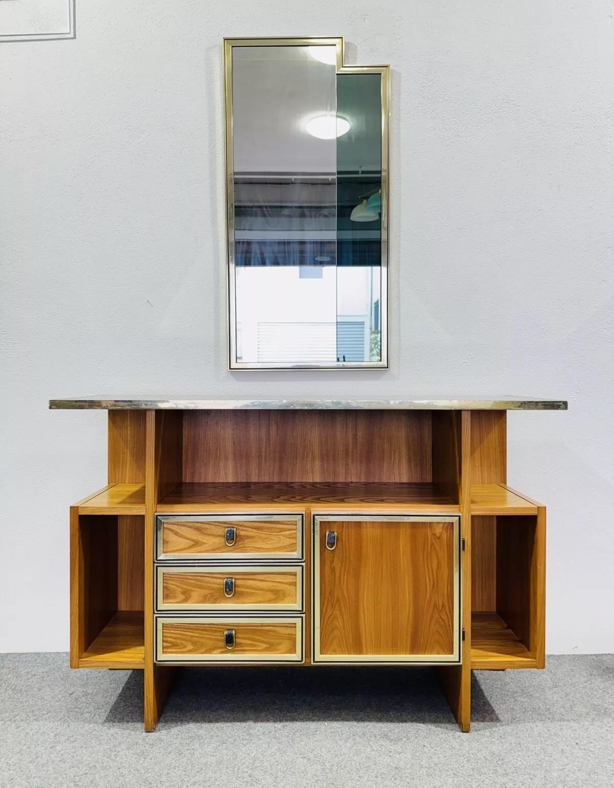 Italian Console With Mirror Design 1960's Modernism For Sale