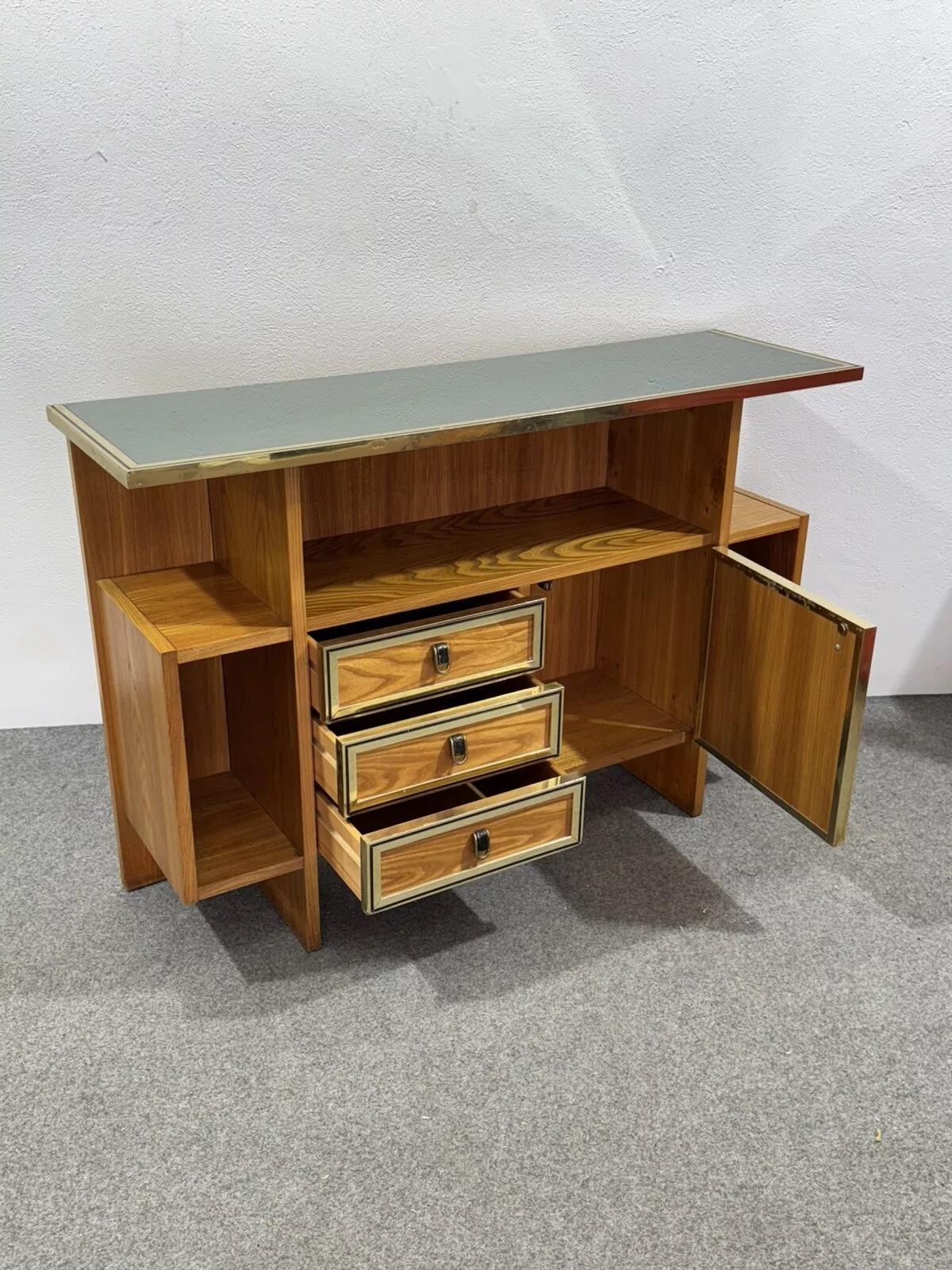 Metal Console With Mirror Design 1960's Modernism For Sale