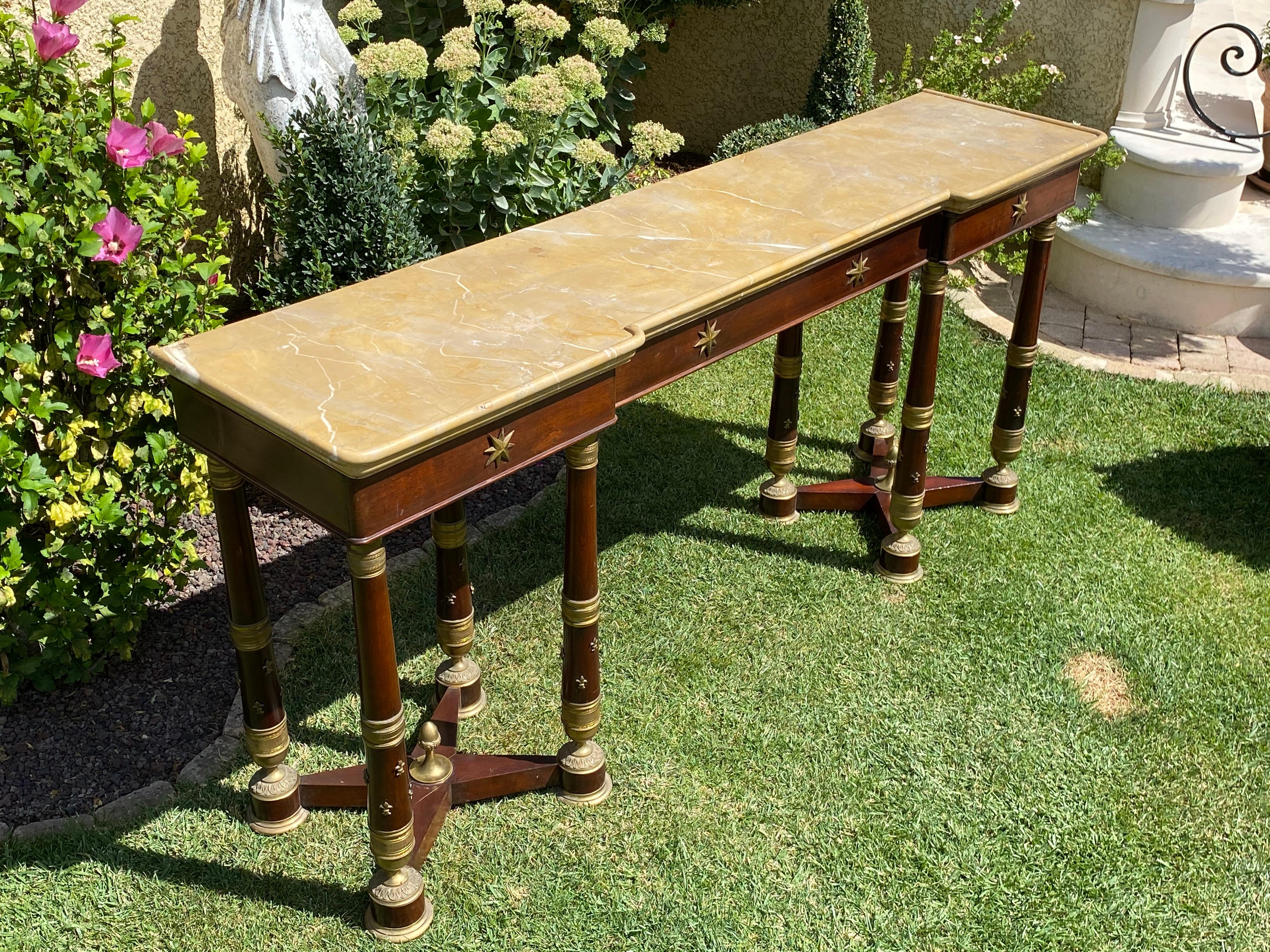 19th Century, Empire Style Mahogany & Bronze Console Table For Sale 10
