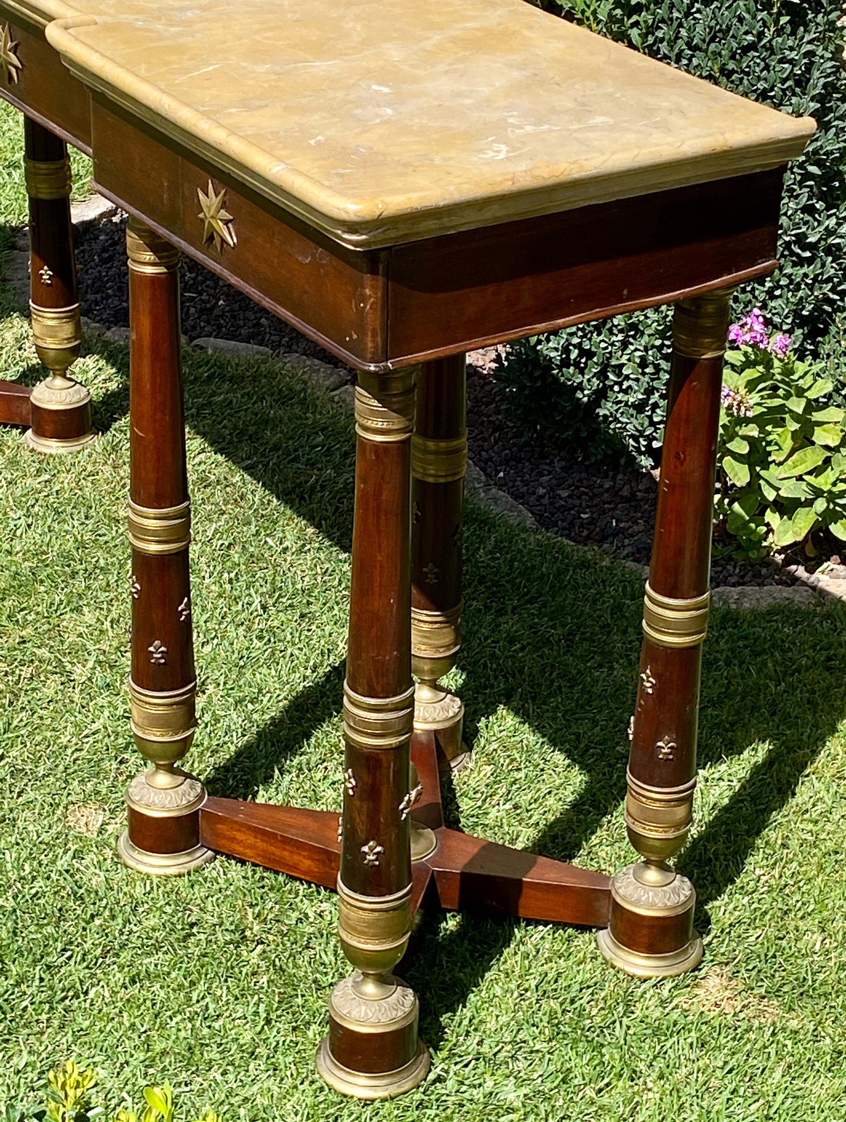 19th Century, Empire Style Mahogany & Bronze Console Table For Sale 11