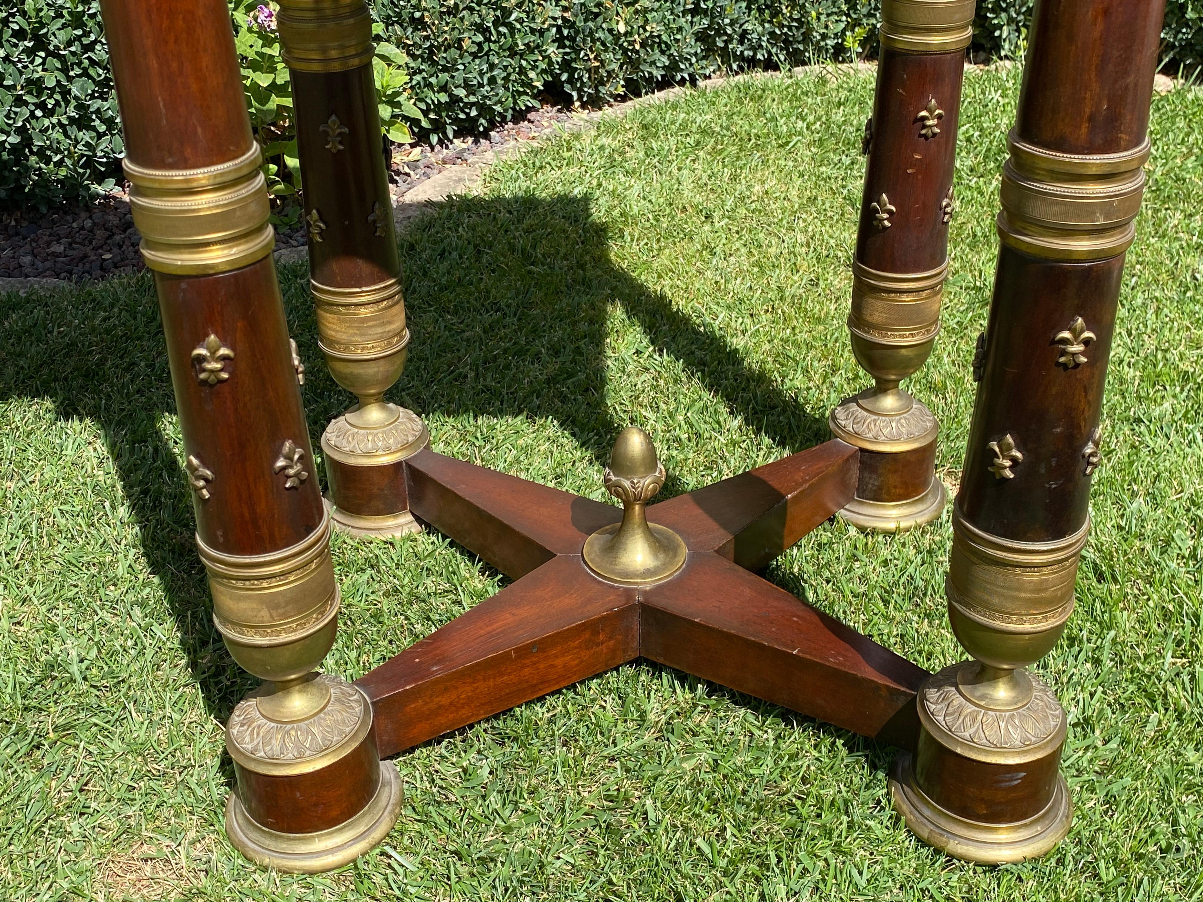 19th Century, Empire Style Mahogany & Bronze Console Table For Sale 2