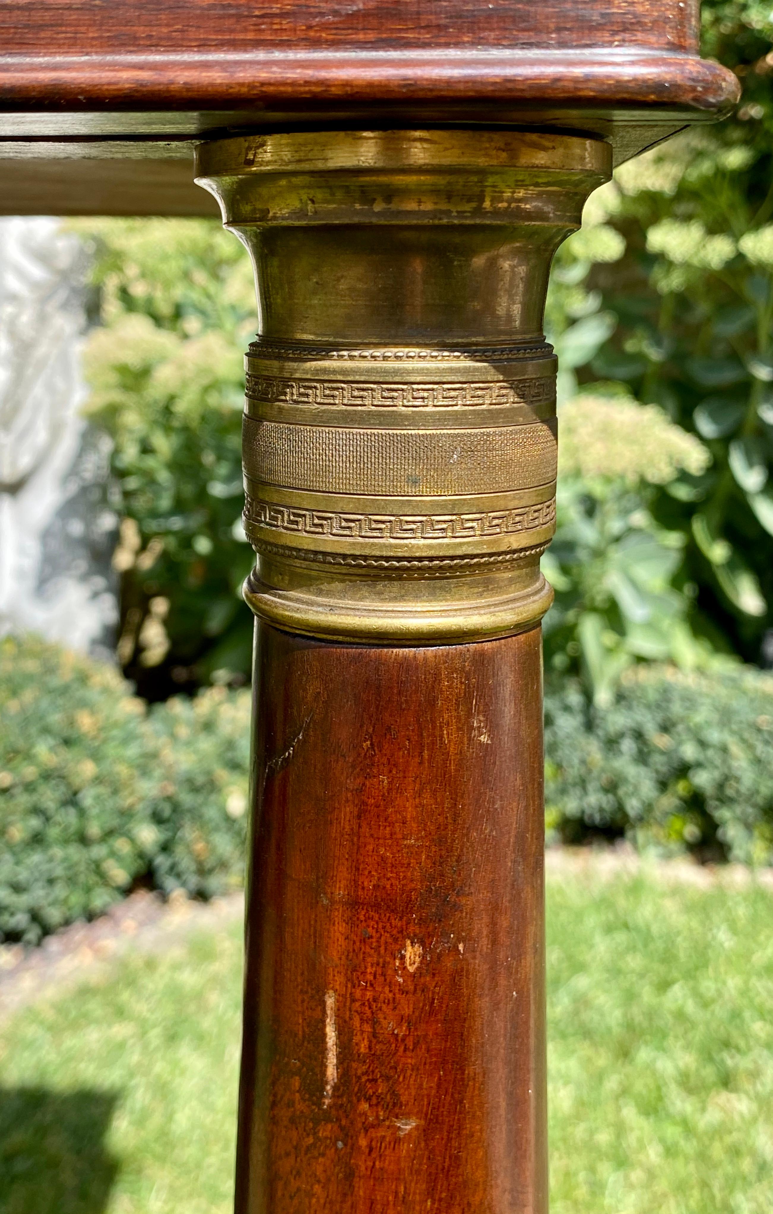 19th Century, Empire Style Mahogany & Bronze Console Table For Sale 3