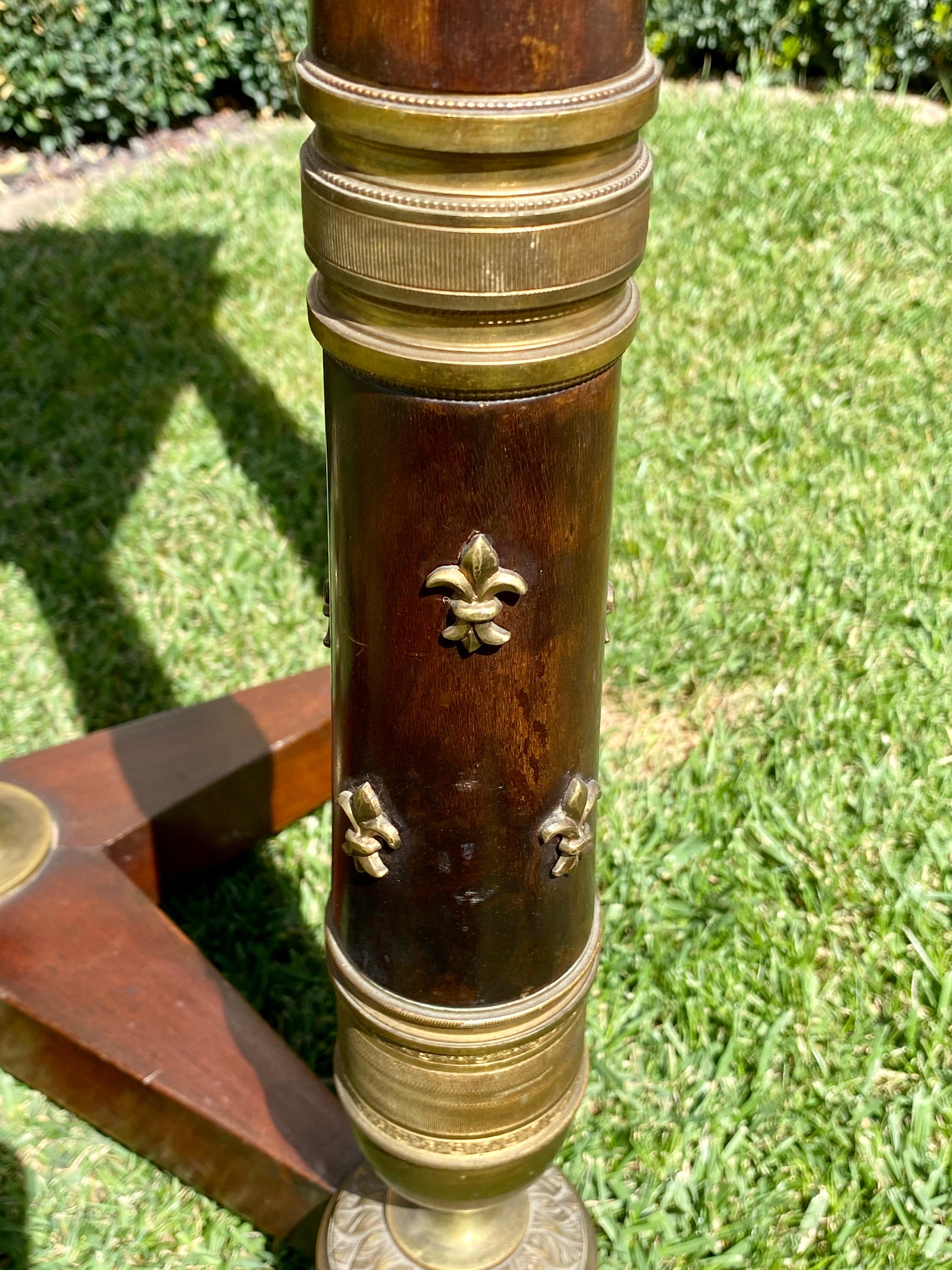 19th Century, Empire Style Mahogany & Bronze Console Table For Sale 4