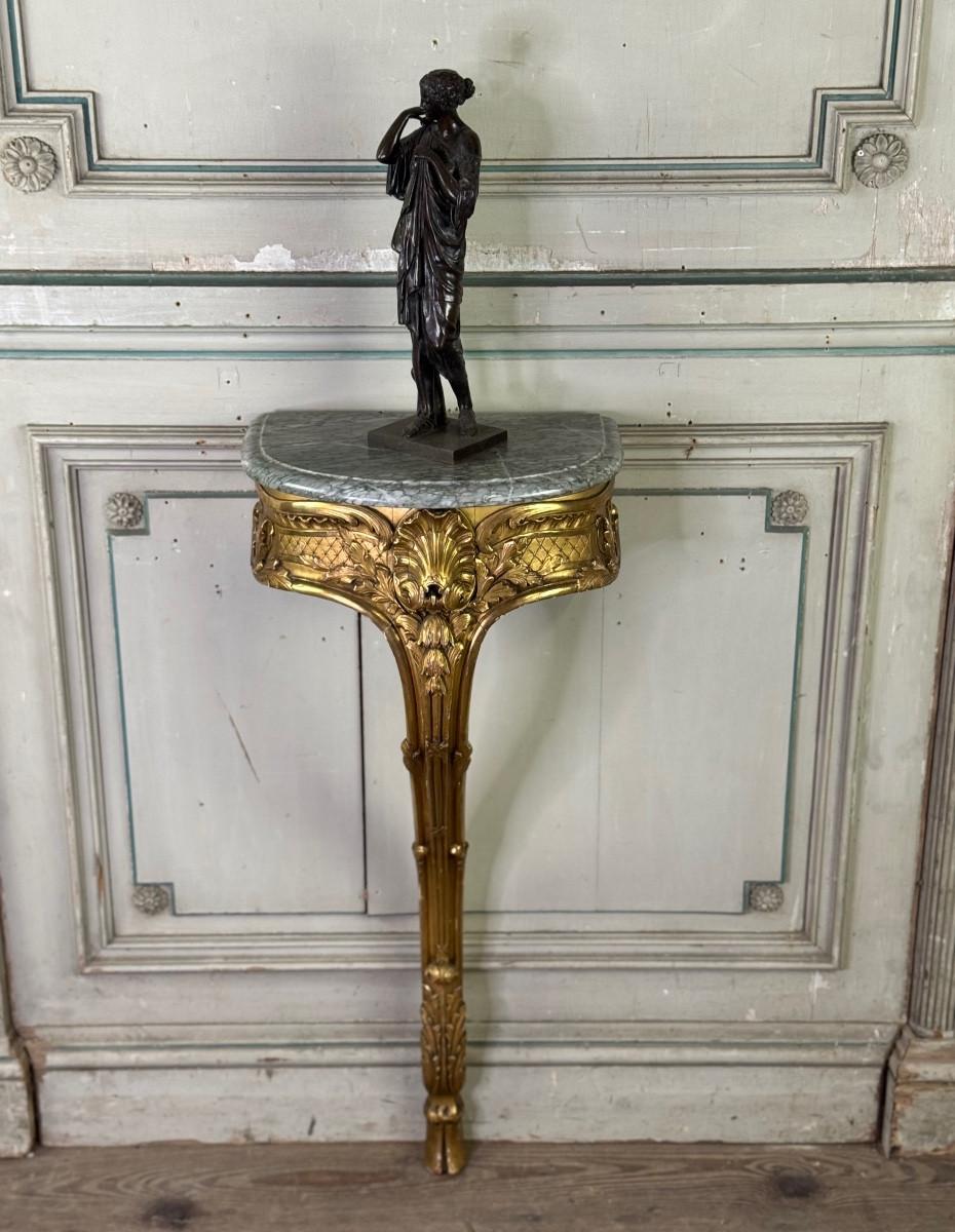 Console D'entre-deux, Louis XV style carved and gilded wood, circa 1900 For Sale 7