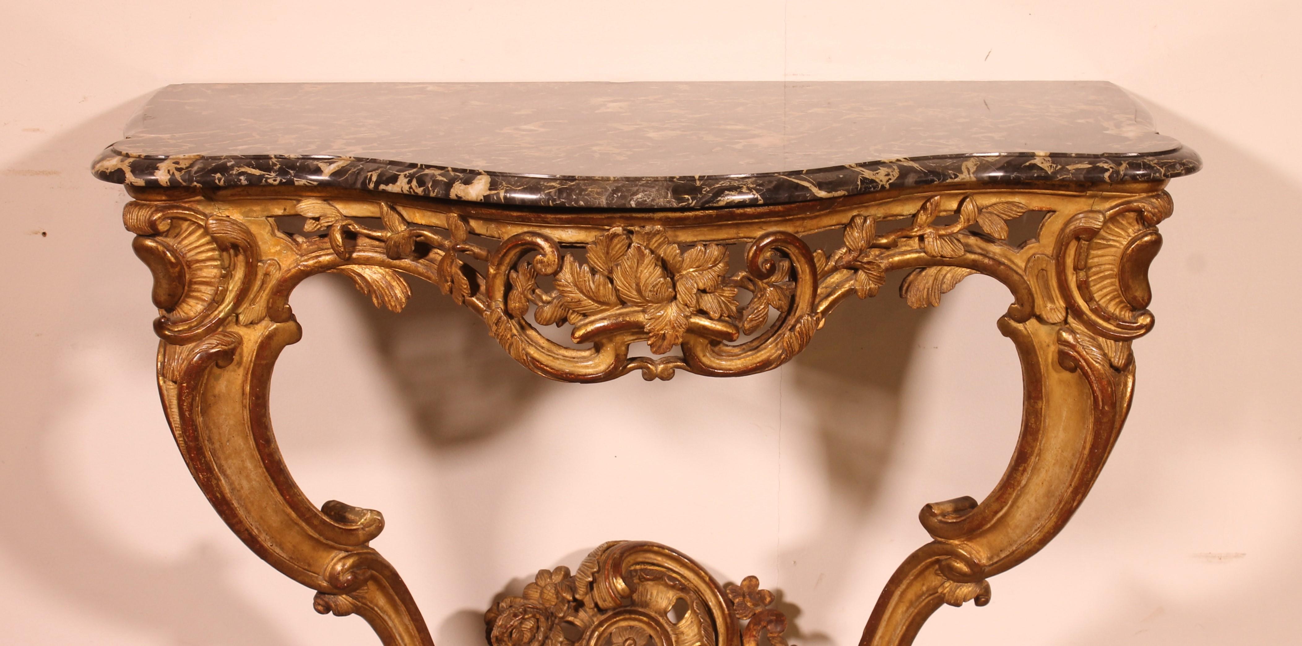 French Louis XV Period Console In Gilded Wood For Sale