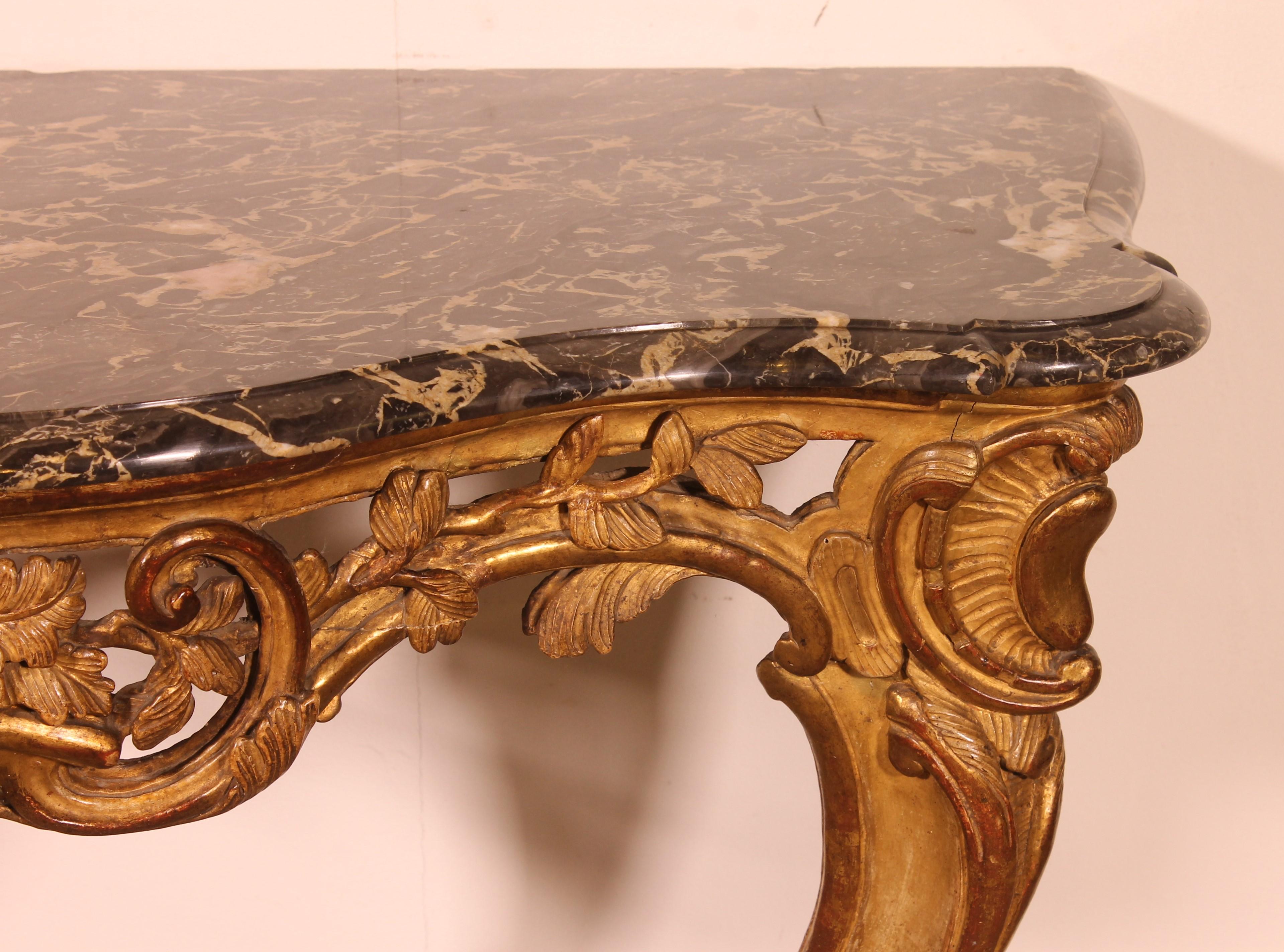 18th Century and Earlier Louis XV Period Console In Gilded Wood For Sale