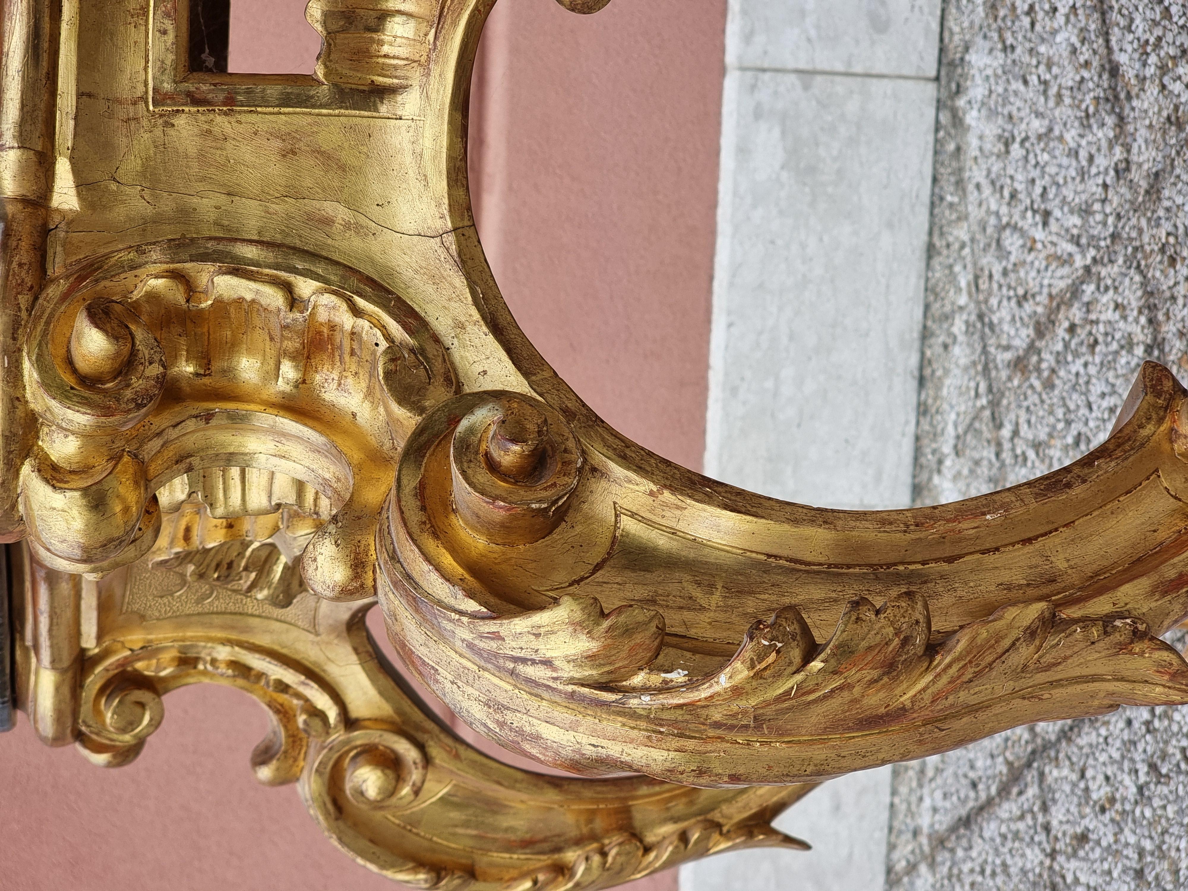 Vergoldeter Konsolentisch mit Marmorplatte - Venetien, Mitte des 19 im Angebot 10