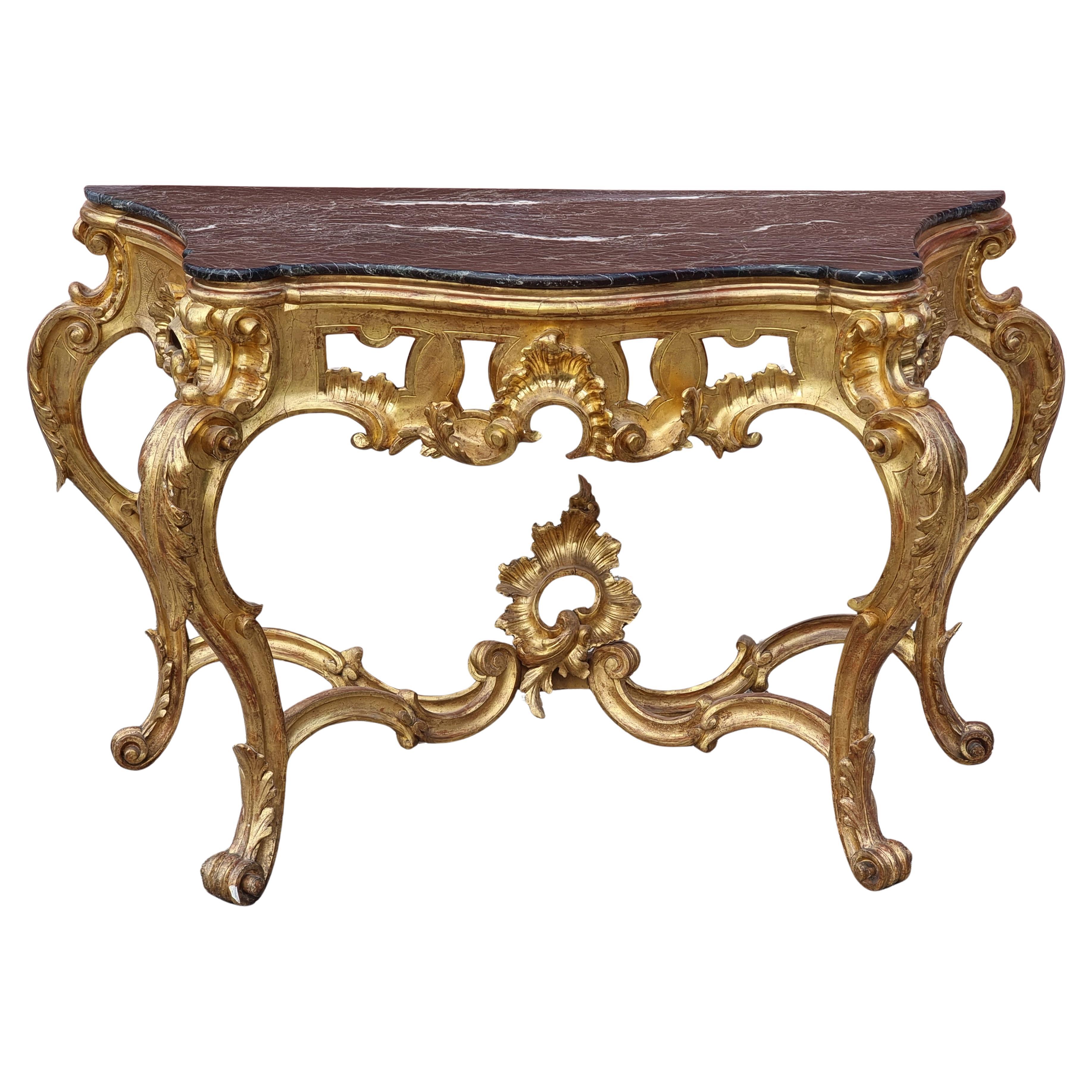 Console dorata con piano in marmo – Veneto, metà XIX secolo