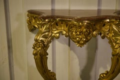 Console en bois doré et marbre XIXème
