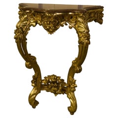 Console en bois doré et marbre XIXème