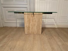 Console En Travertin Et Croix En Mtal Dor, Italie, 1970