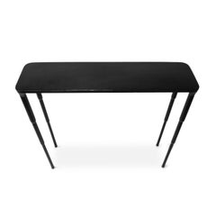 Console Entry Table Modern Tapered Legs Contemp Hand-Sculpted Carved Black Iron