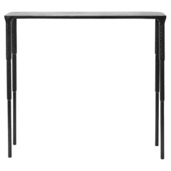 Console Entry Table Modern Tapered Legs Contemp Hand-Sculpted Carved Black Iron