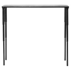 Console Entry Table Modern Tapered Legs Contemp Hand-Sculpted Carved Black Iron