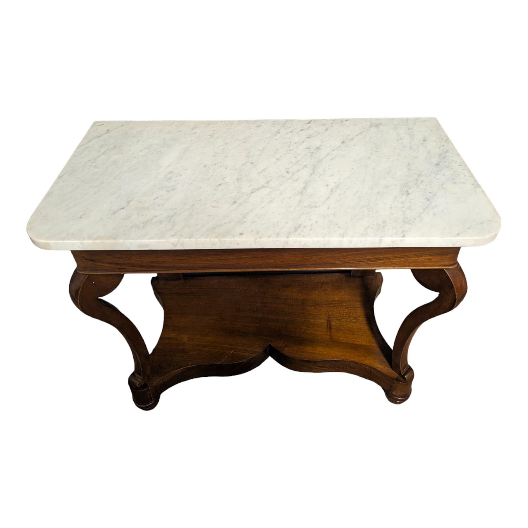 Marble French 19th Century Louis Philippe Style Mahogany Console  For Sale