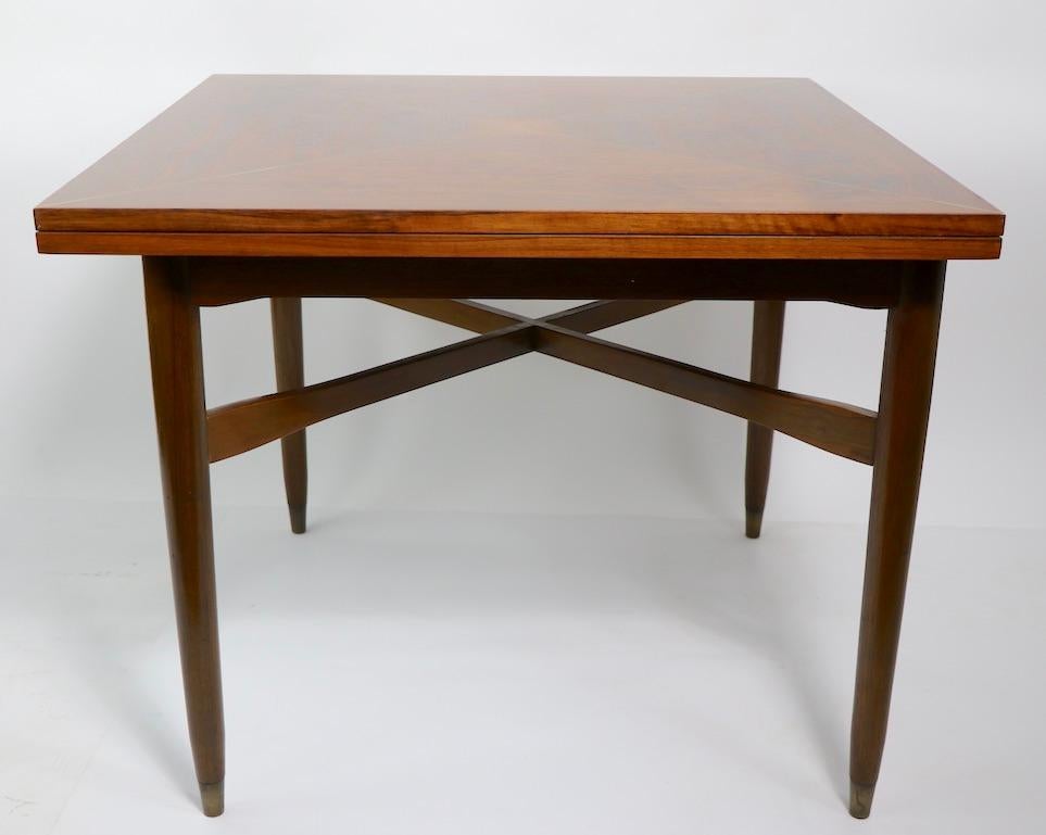 20th Century Console Flip Top Dining Table by Parzinger with Brass String Inlay For Sale