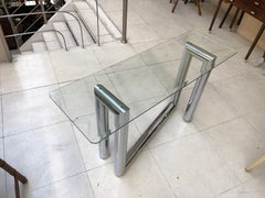 Console, Francia, 1925, Art Déco in cromo e vetro