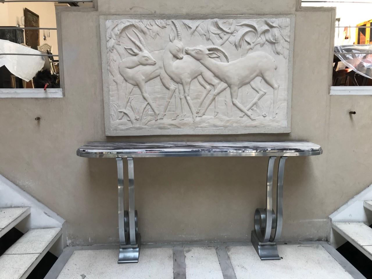 Marble Console, France, 1937, Art Deco , Attributed to Montagnac Pierre Paul For Sale