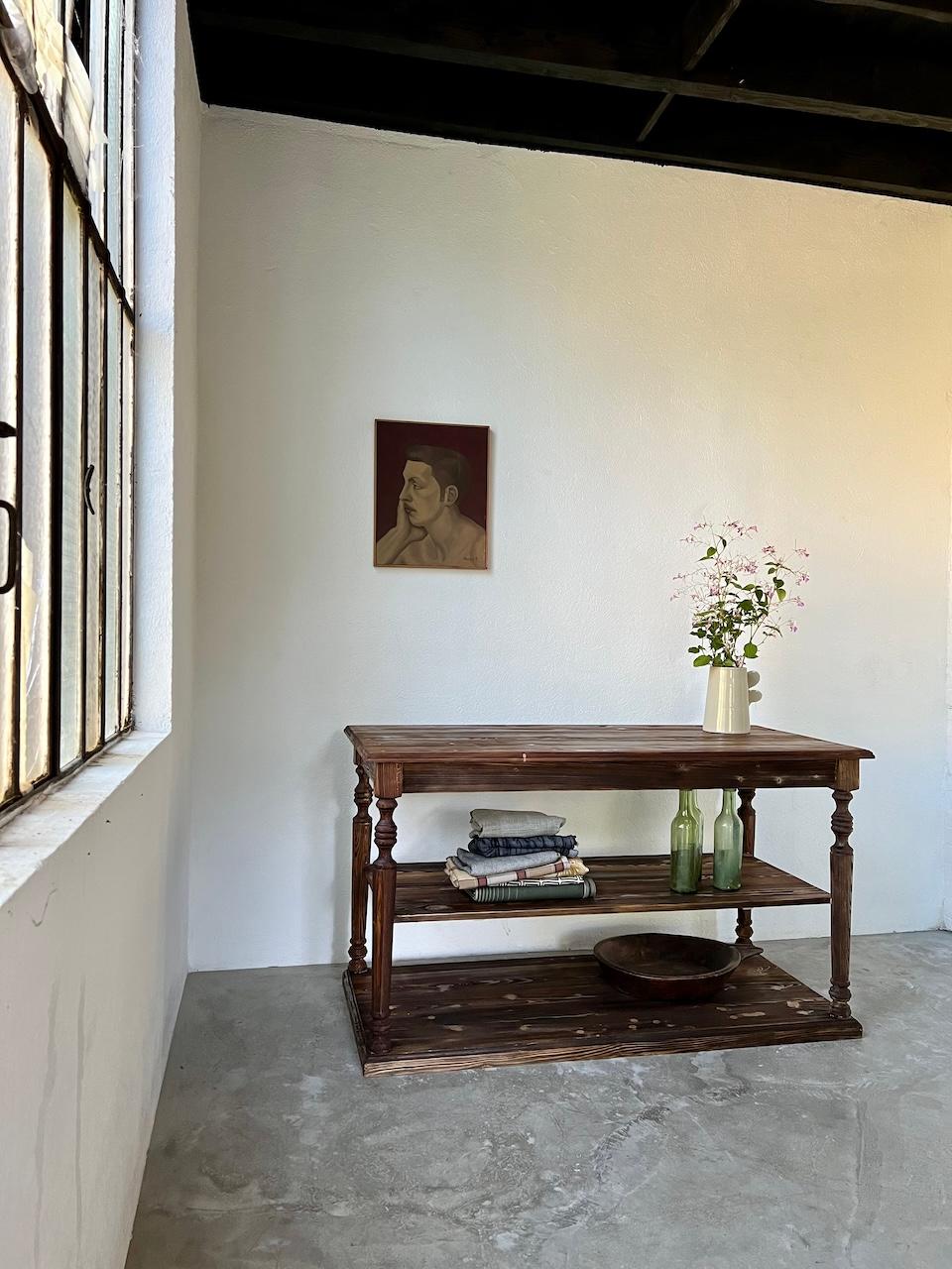 Pine Console, french drapery table from the 50's