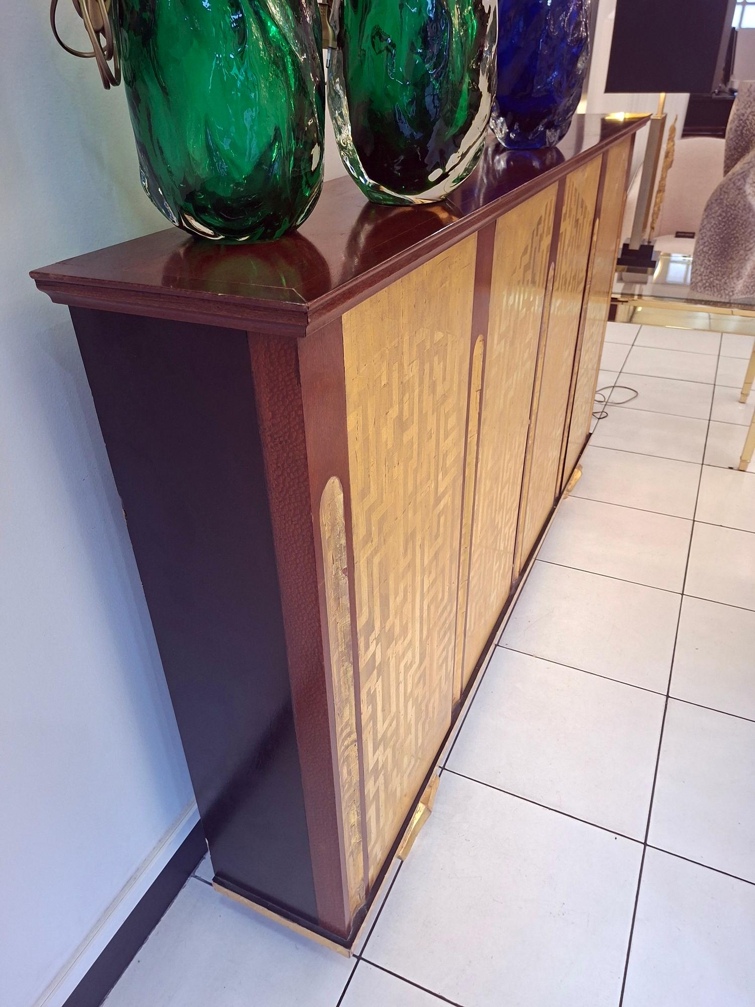 Mobile consolle di Eugene Printz a 4 ante con foglie d'oro laccate in vendita 9