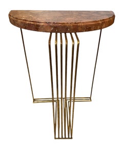 Console Gilded Iron and Marble, 1920, Art Deco, France