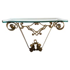 Console Hammered Wrought Iron Gold Leaf by Pier Luigi Colli, Italy, 1950s