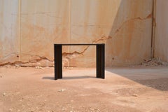 Console i in Solid Oak Wood Matte Black and Polished Brass by Desia Ava