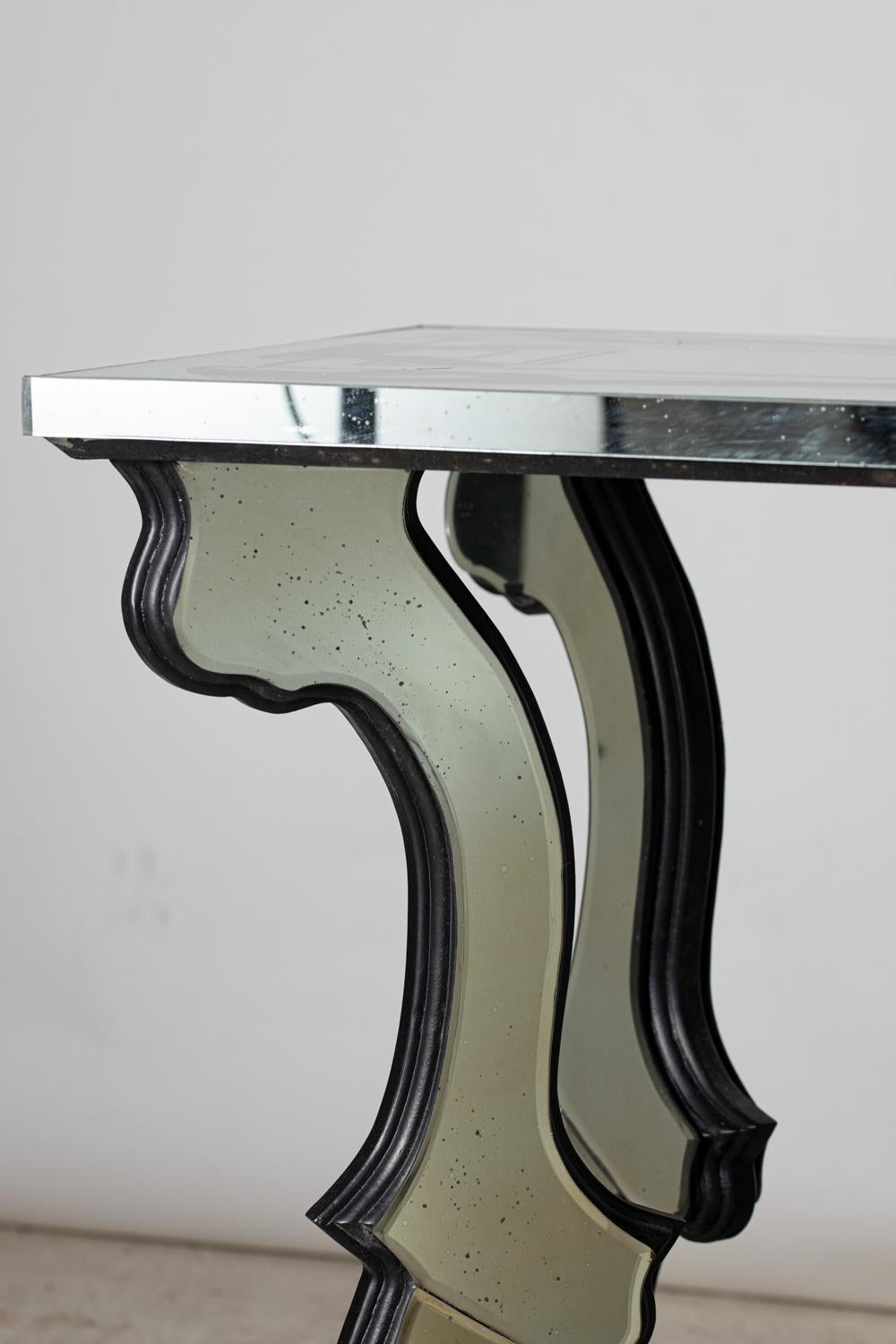 Console de style Art déco, entièrement recouverte de miroirs en vente 5