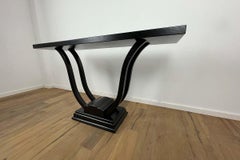 Console in Black Painted Oak with Curved Legs from Germany