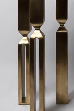 Console in Coal Black Shagreen and Bronze-Patina Brass by Kifu Paris