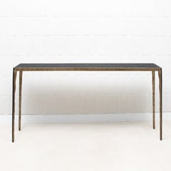 Console in Black Shagreen with Bronze Patina Brass by R&Y Augousti