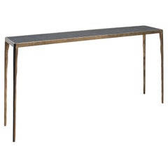 Console in Black Shagreen with Bronze Patina Brass by R&Y Augousti