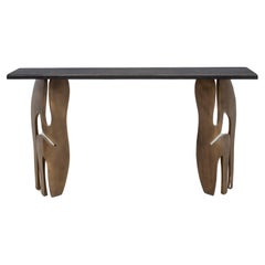 Console in Black Shagreen with Bronze Patina Brass by R&Y Augousti