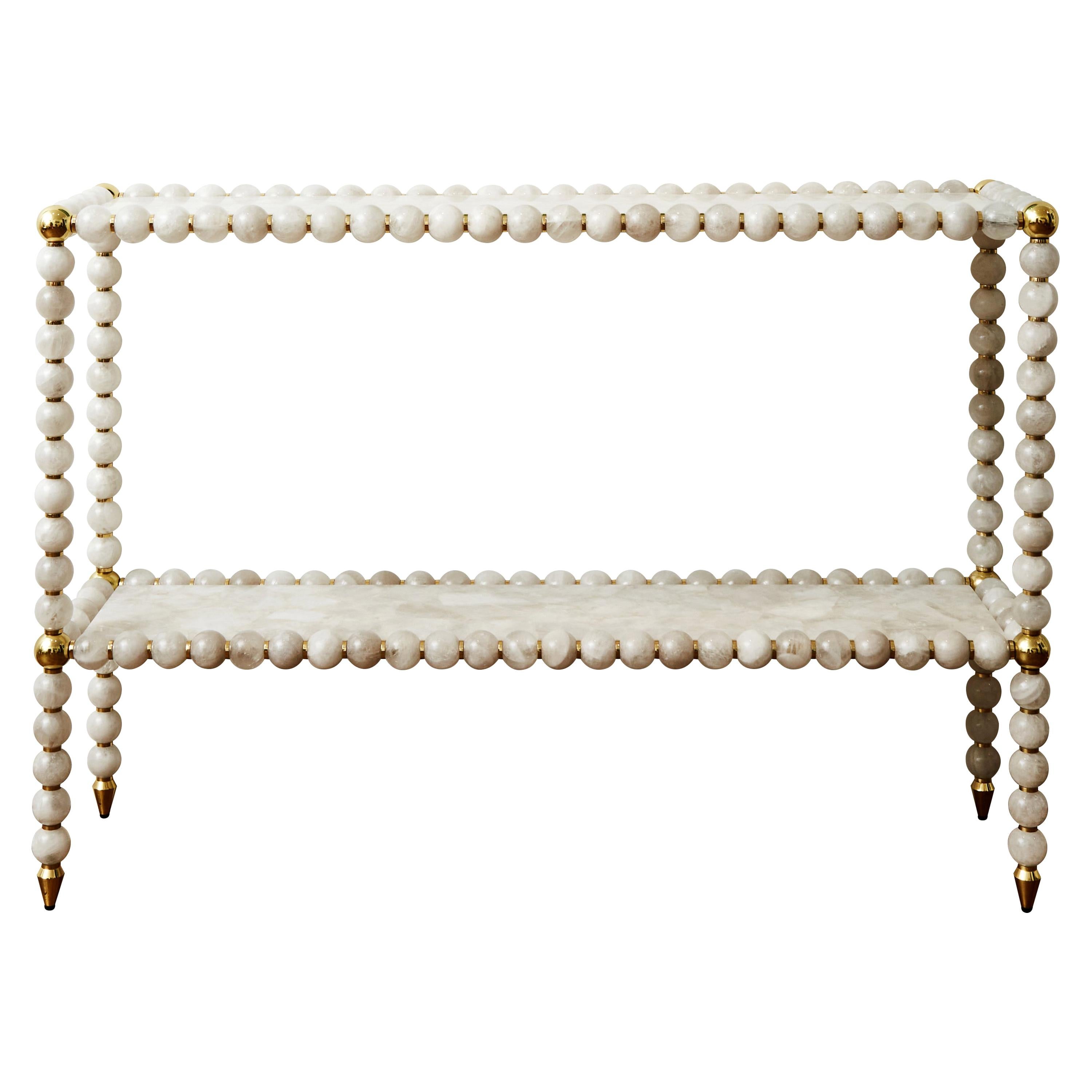Console in Brass and Rock Crystal by Studio Glustin For Sale