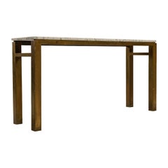 Console in Carrara Marble and Patinated Brass, Italy, 1960s