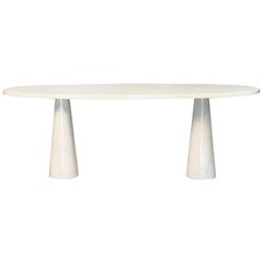 Mid-Century Modern White Dining table in Carrara marble by Angelo Mangiarotti