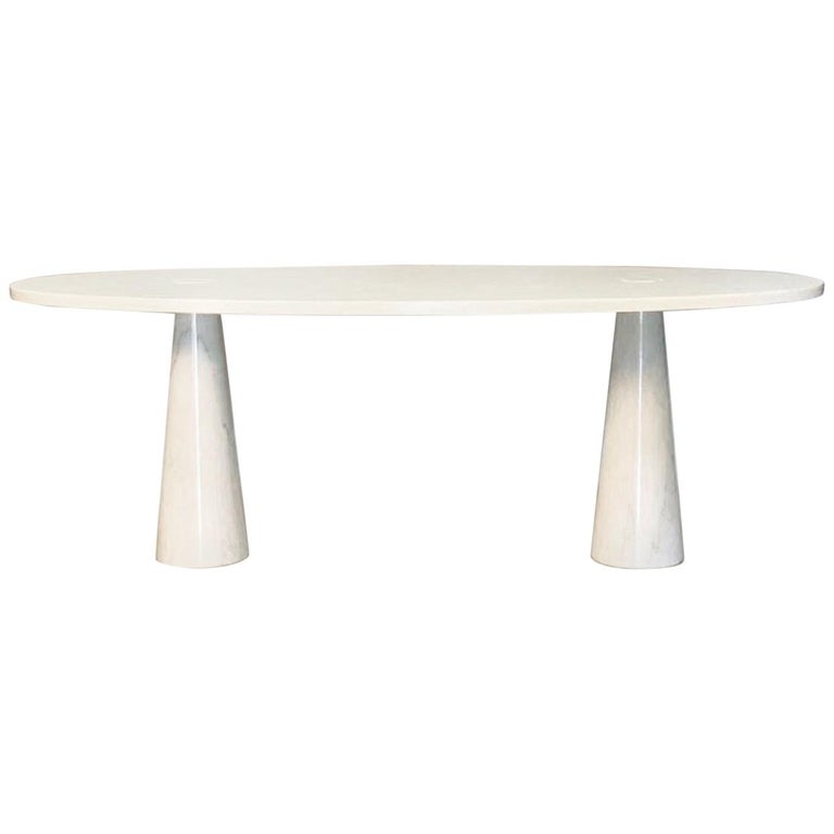 Angelo Mangiarotti Carrara marble dining table, ca. 1960, offered by Watteeu