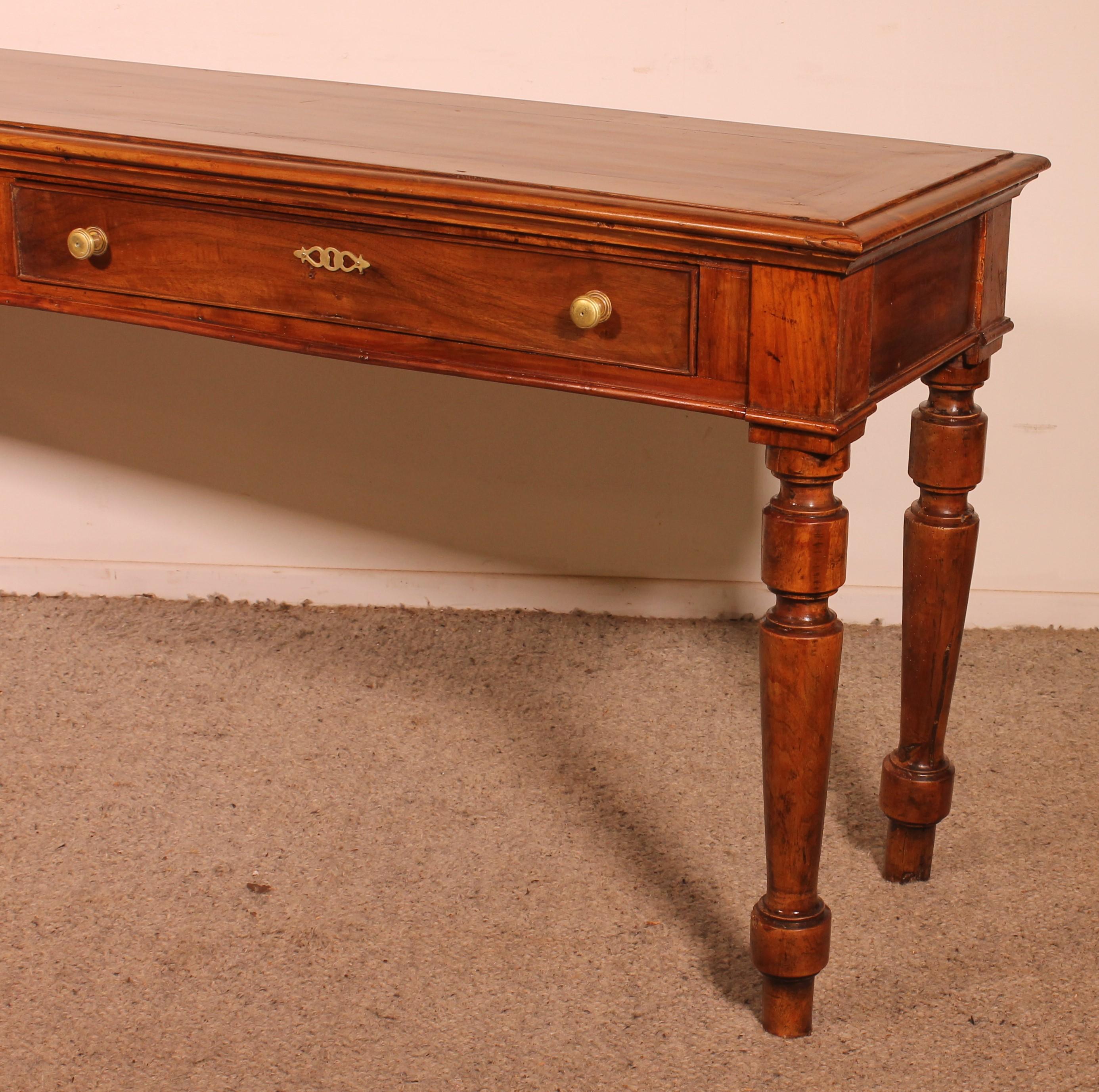 19th Century Console In Cherry Wood With Two Drawers -19° Century From France