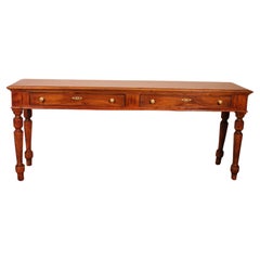 Console In Cherry Wood With Two Drawers -19° Century From France