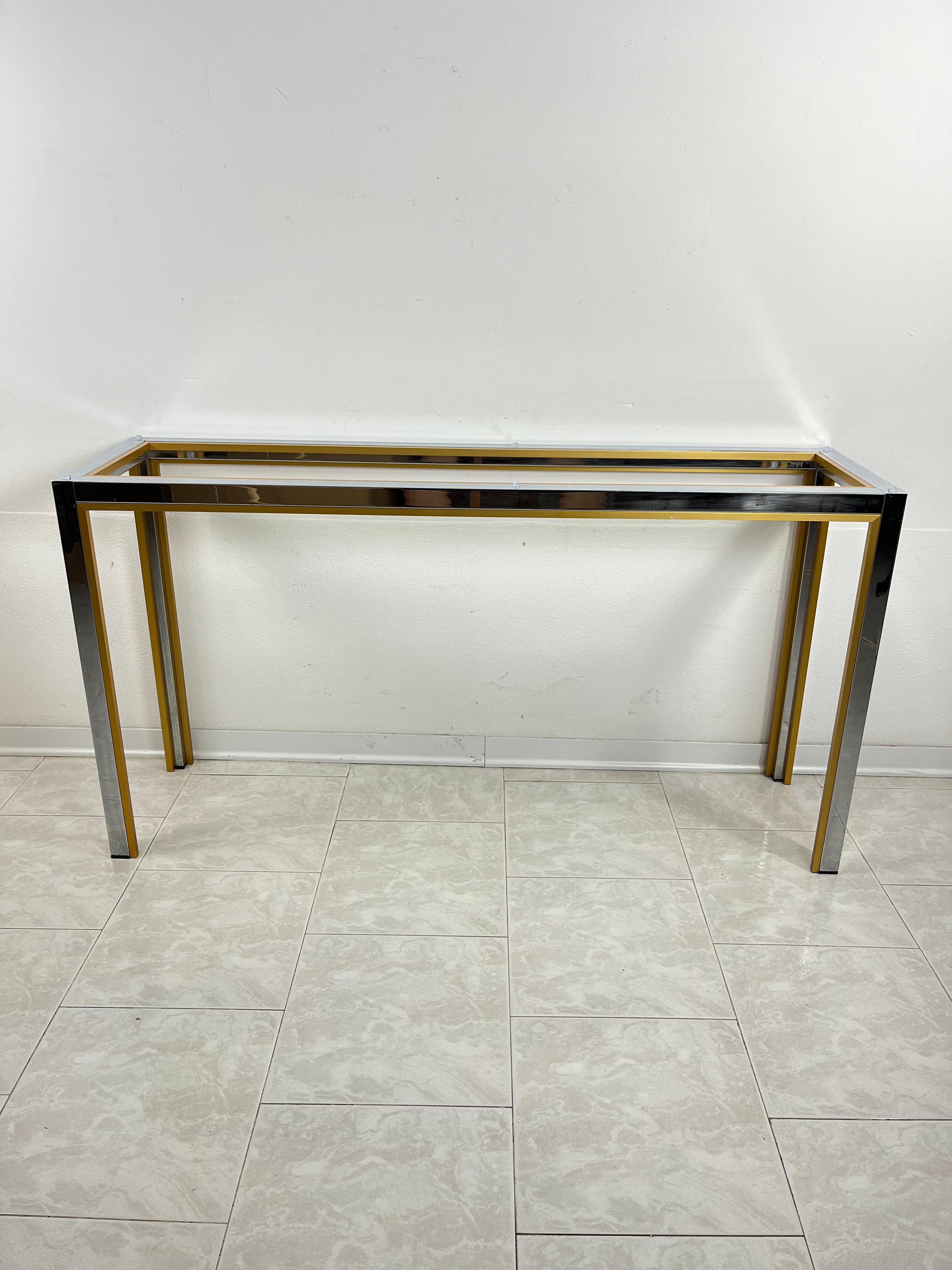 Console en métal chromé et laiton attribuée à Romeo Rega, design italien des années 1960 en vente 8