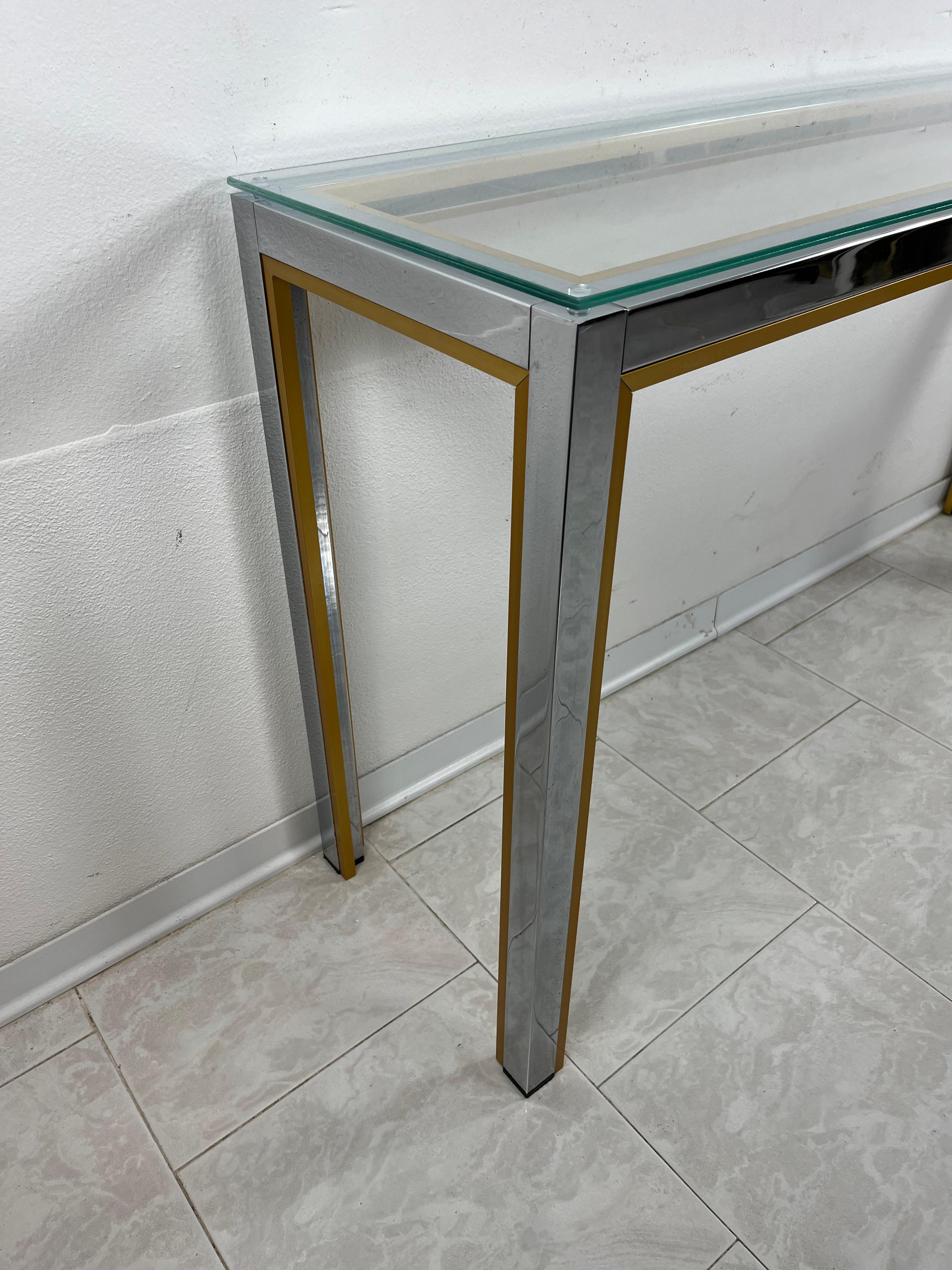 Console en métal chromé et laiton attribuée à Romeo Rega, design italien des années 1960 Bon état - En vente à Palermo, IT