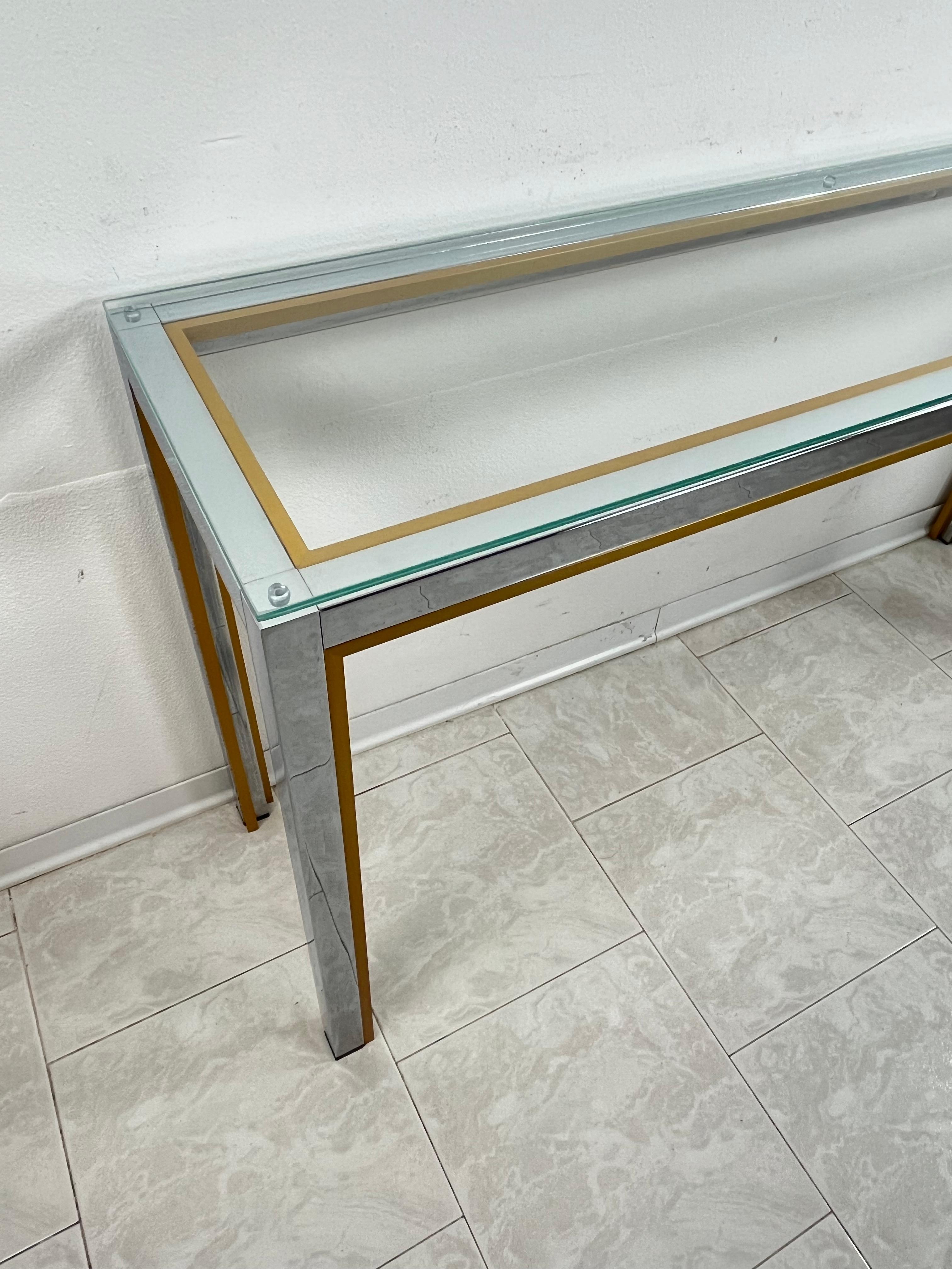 Console en métal chromé et laiton attribuée à Romeo Rega, design italien des années 1960 en vente 2